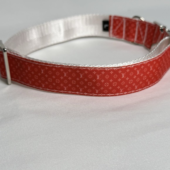 Luxury Dog Collar Designer Dog Accessory Size L  From 14" To 23" Long, Red, 1" W - Picture 5 of 6